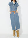 Slit Half Button Collared Neck Cap Sleeve Denim Dress Trendsi Hanalas