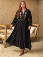 Plus Size Embroidered Polka Dot Notched Long Sleeve Dress Trendsi Hanalas