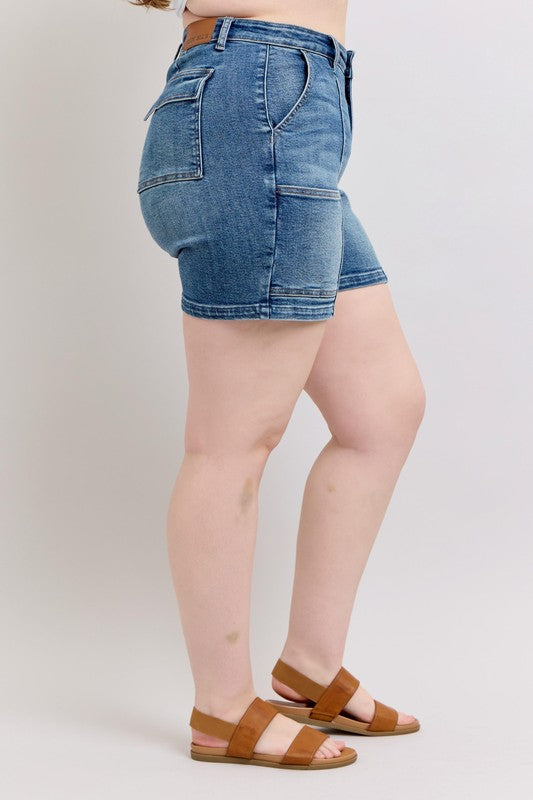 Judy Blue Full Size High Rise Denim Shorts Plus Size | Hanalas