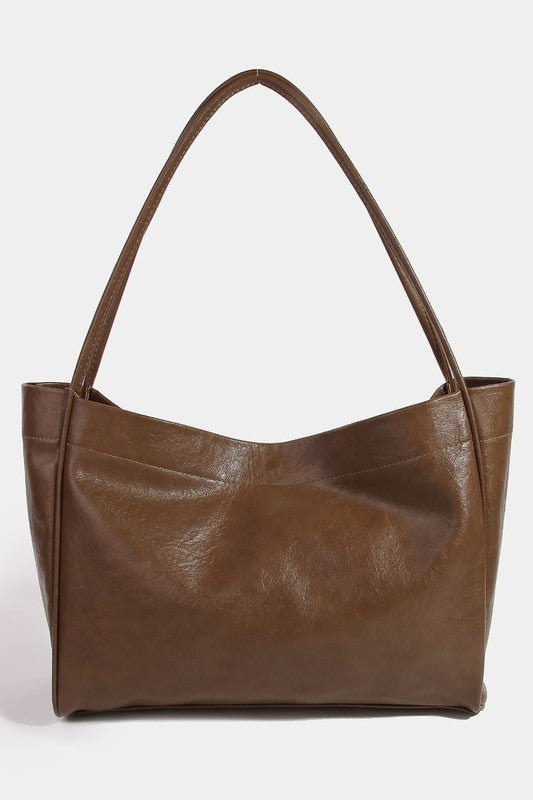 Fame Faux Leather Tote Bag | Hanalas