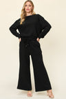 Double Take Full Size Texture Long Sleeve Top and Pants Set | Hanalas