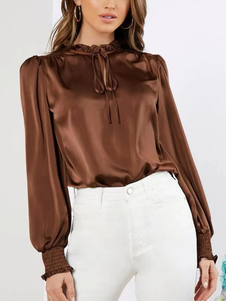 Frill Tied Lantern Sleeve Blouse | Hanalas