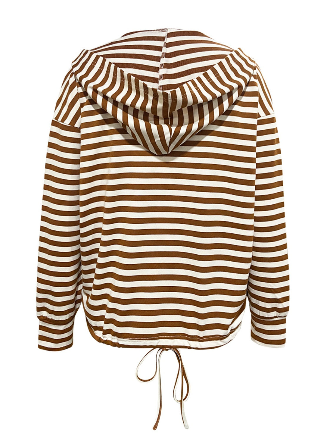 Drawstring Striped Long Sleeve Hoodie