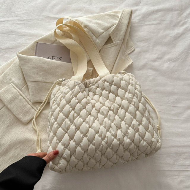 Drawstring Bubble Texture Tote Bag Trendsi Hanalas