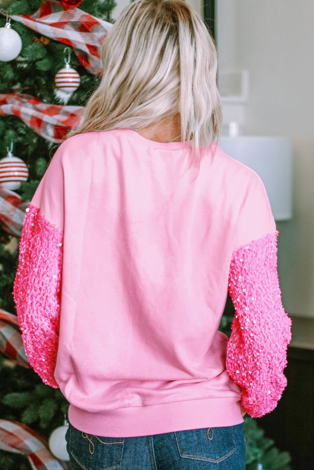 Valentine’s Day Sequin Heart Long Sleeve Sweatshirt | Hanalas