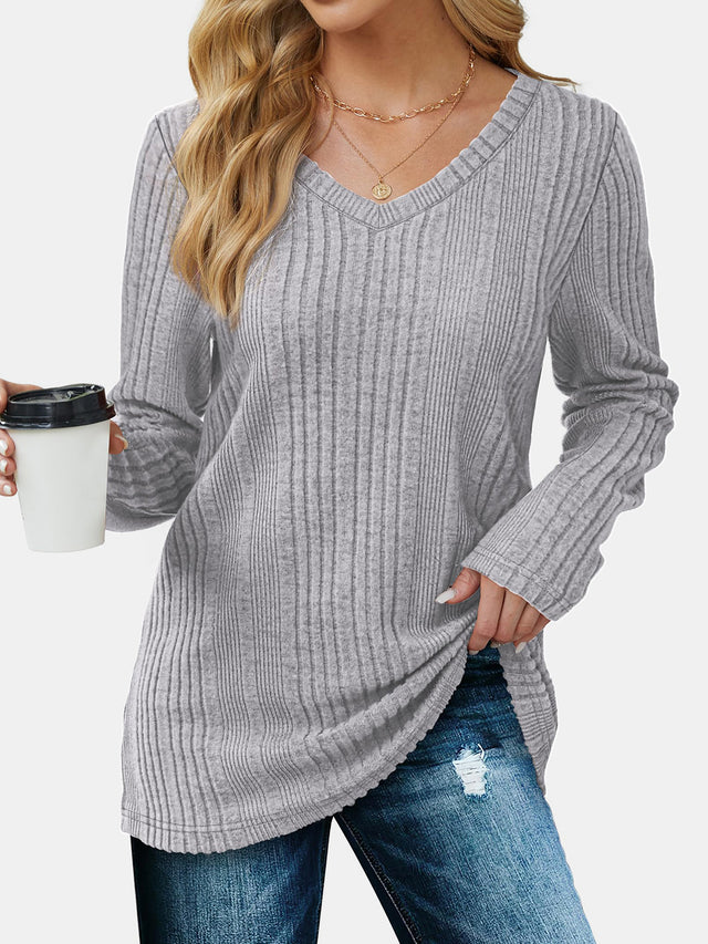 V-Neck Long Sleeve T-Shirt | Hanalas