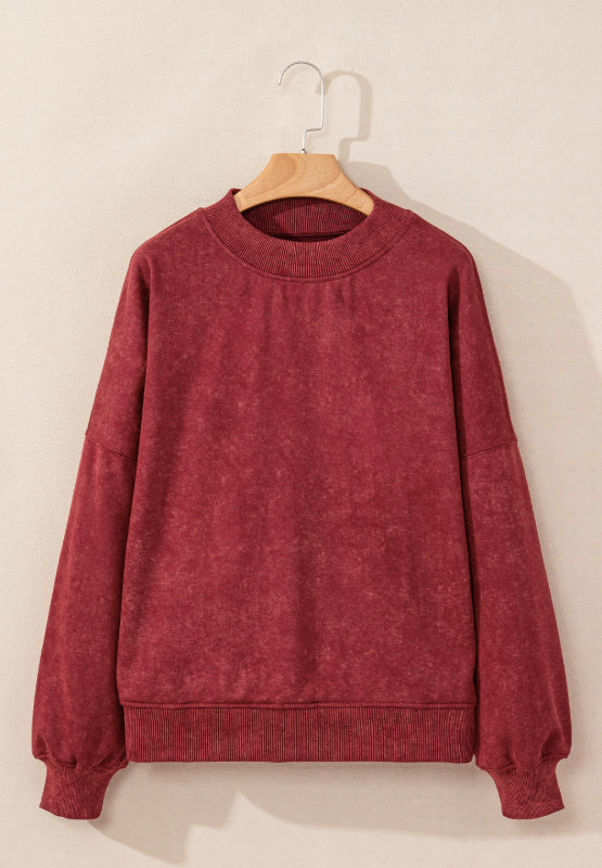 Mock Neck Dropped Shoulder Sweatshirt | Hanalas