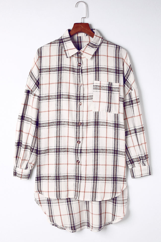 Plaid Button Up Long Sleeve Shacket | Hanalas