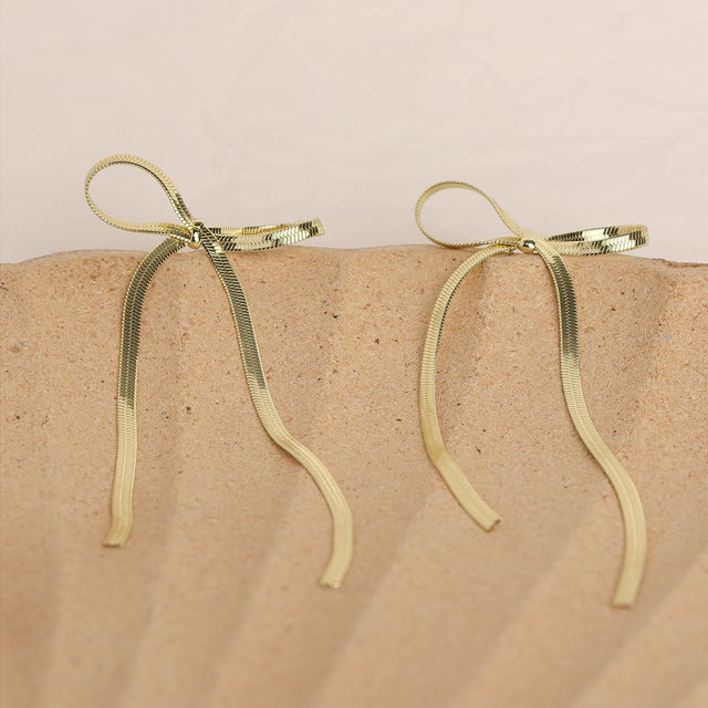 Stainless Steel Bow Bar Earrings | Hanalas