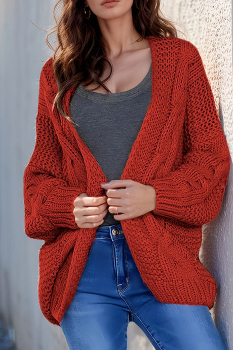 Cable-Knit Open Front Cardigan | Hanalas