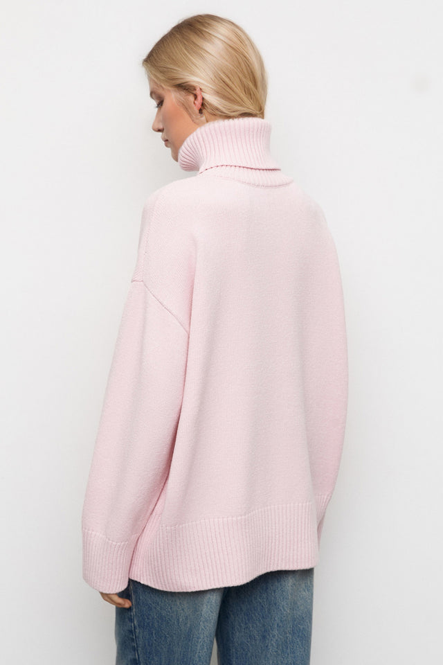 Basic Bae Turtleneck Dropped Shoulder Long Sleeve Sweater Trendsi Hanalas