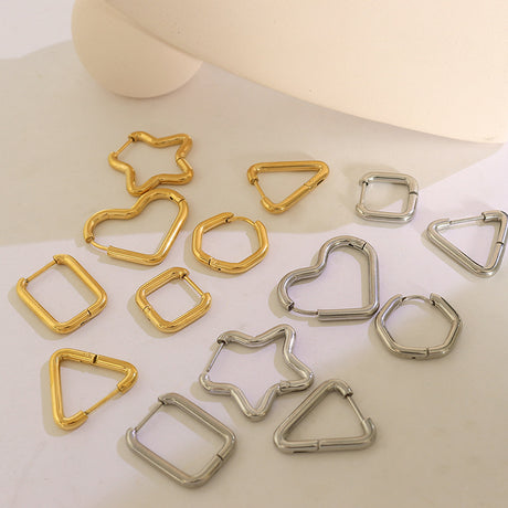 Titanium Steel Geometric Huggie Earrings | Hanalas