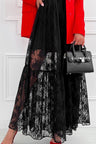 Lace Elastic Waist Maxi Skirt | Hanalas