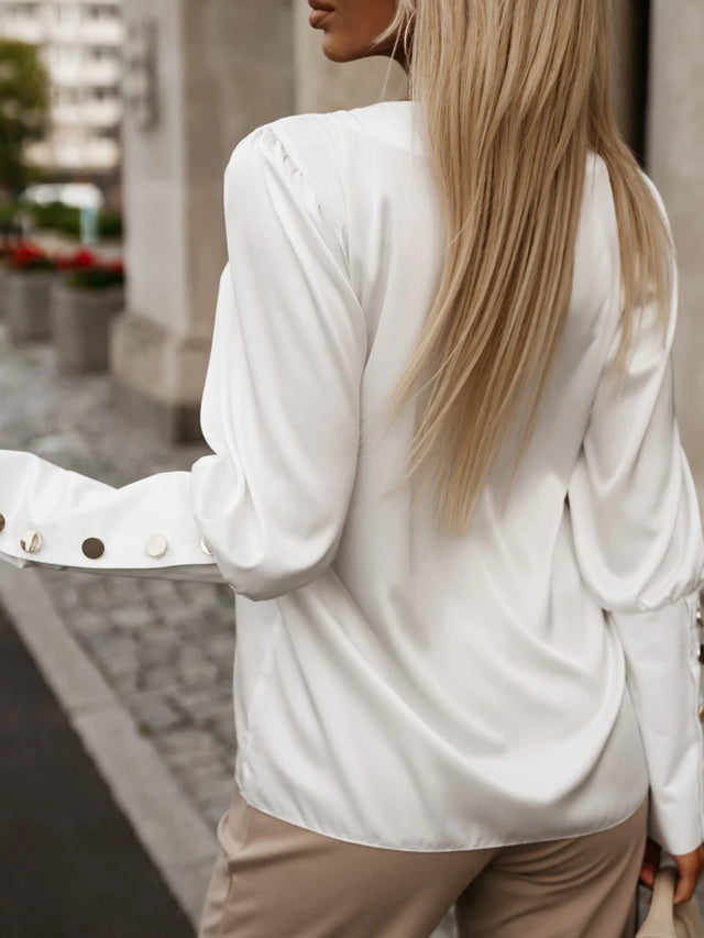 V-Neck Long Sleeve Blouse | Hanalas