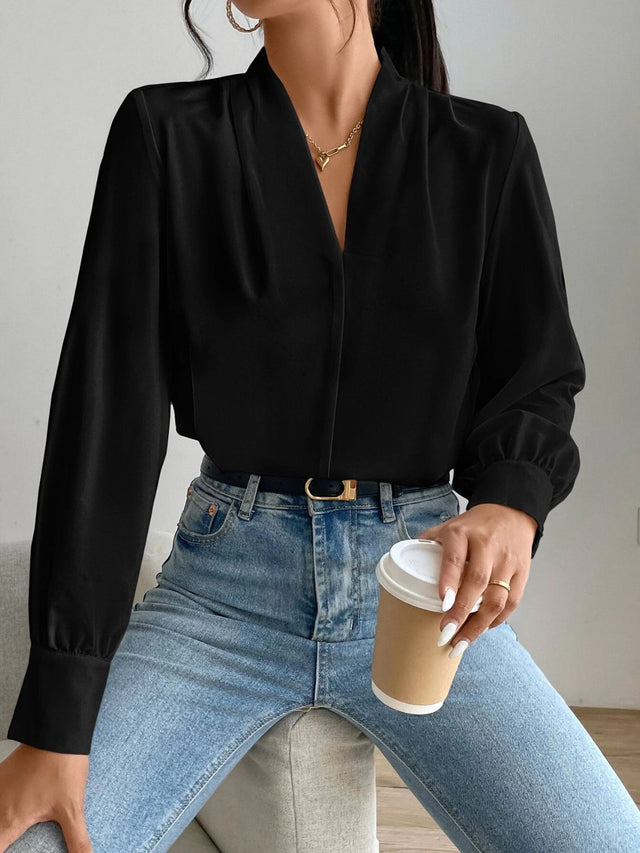 V Neck Long Sleeve Top | Hanalas