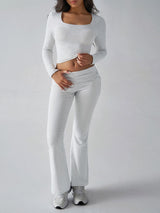 Devine Square Neck Long Sleeve Top and Pants Set