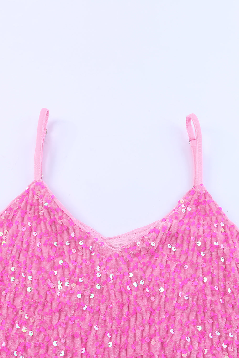 Apricot Sequin Adjustable Straps Tank Top