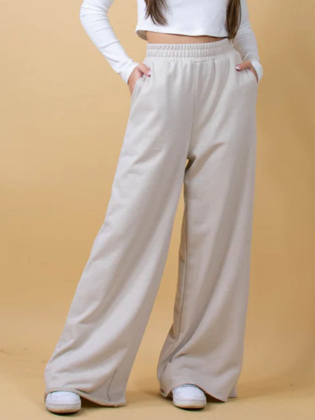 Elastic Waist Wide Leg Pants | Hanalas