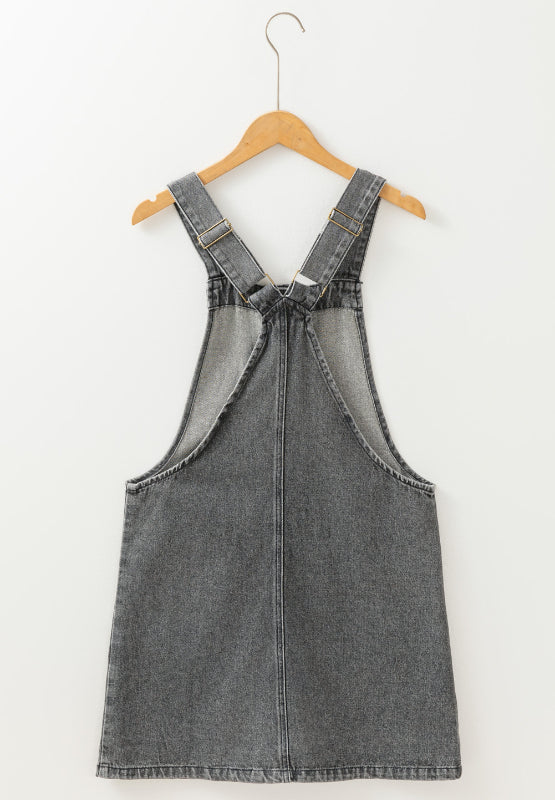 Wide Strap Button Down Denim Overall Dress Trendsi Hanalas