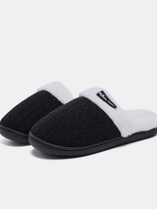 Horn Buckle Furry Texture Flat Slippers | Hanalas