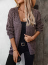 Cable-Knit Open Front Long Sleeve Cardigan Trendsi Hanalas