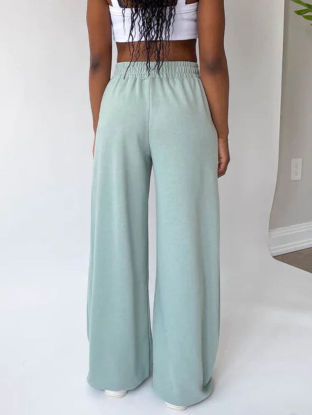 Elastic Waist Wide Leg Pants | Hanalas