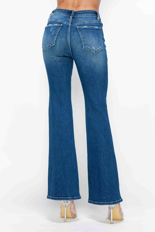 bytos Full Size High Rise Bootcut Jeans with Pockets | Hanalas