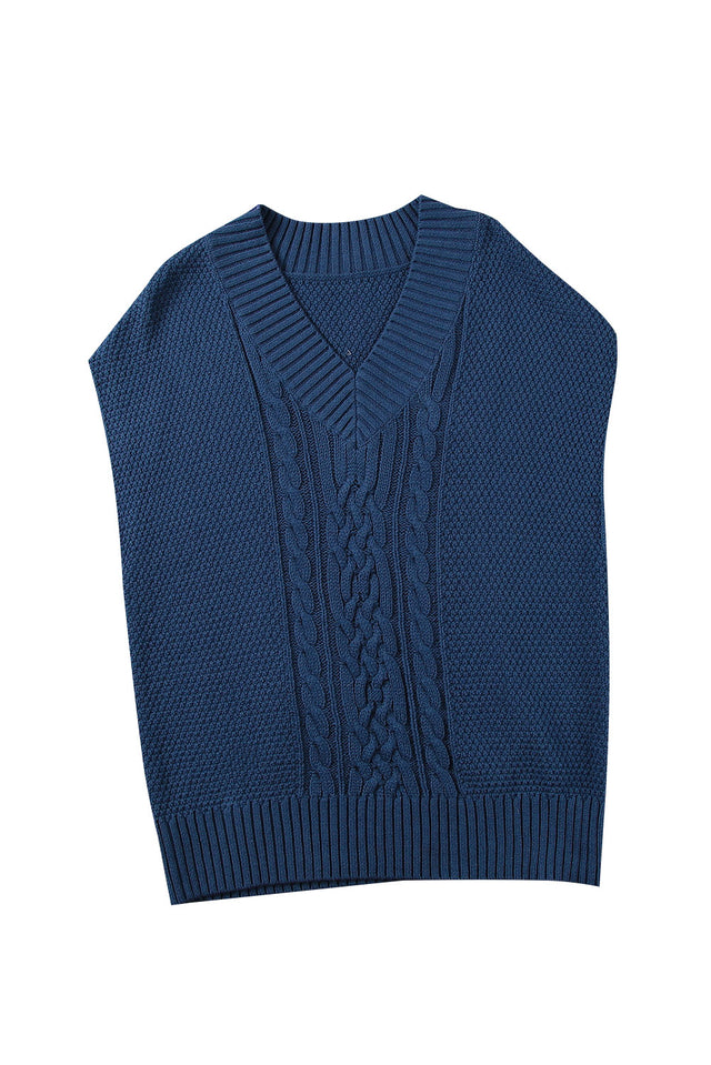 Cable-Knit V-Neck Sweater Vest | Hanalas