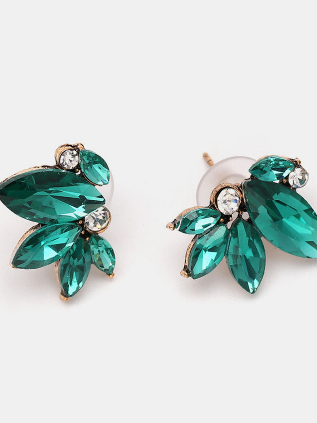 Alloy Rhinestone Flower Stud Earrings | Hanalas