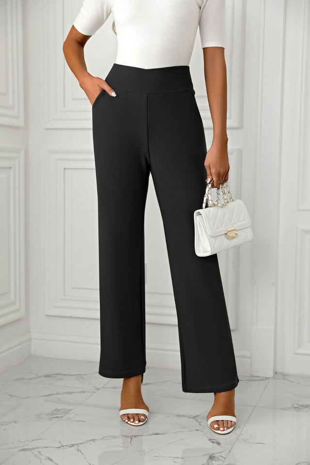 High Waist Straight Leg Pants | Hanalas