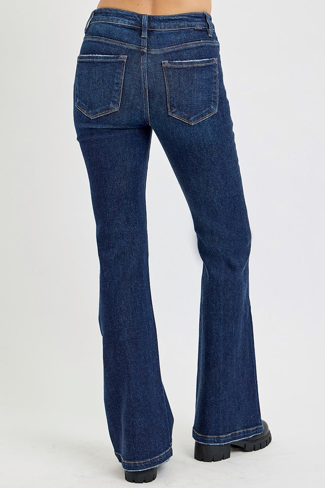 RISEN Full Size High Rise Flare Jeans with Pockets Trendsi Hanalas