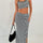 Perfee Striped Halter Neck Top and Slit Skirt Set | Hanalas
