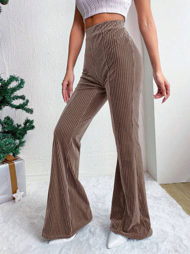 High Waist Flare Pants Trendsi Hanalas