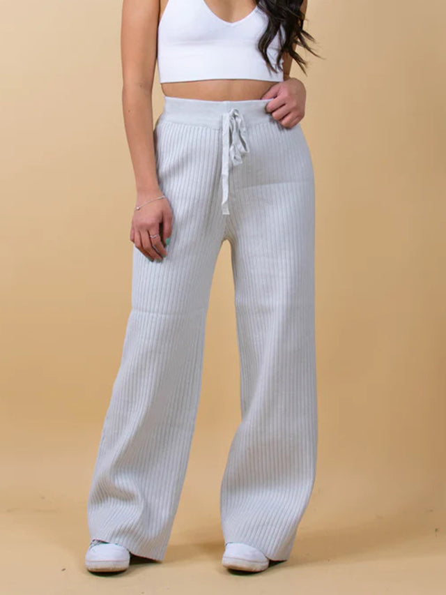 Ribbed Wide Leg Sweater Pants | Hanalas