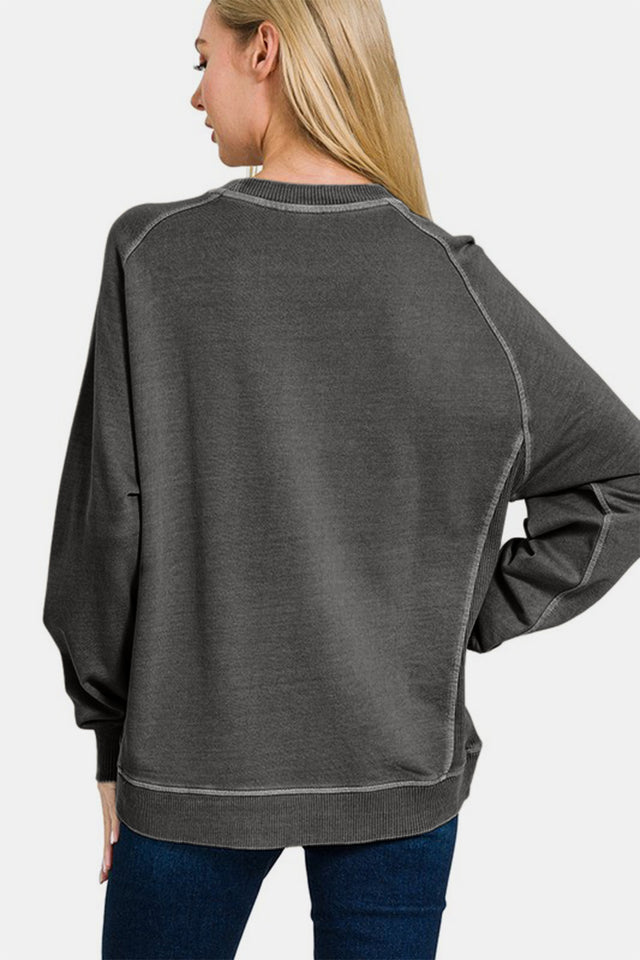 Zenana Full Size Pigment Dyed French Terry Sweatshirt | Hanalas