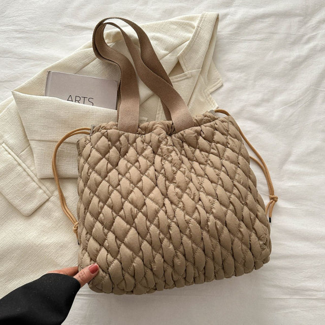 Drawstring Bubble Texture Tote Bag Trendsi Hanalas