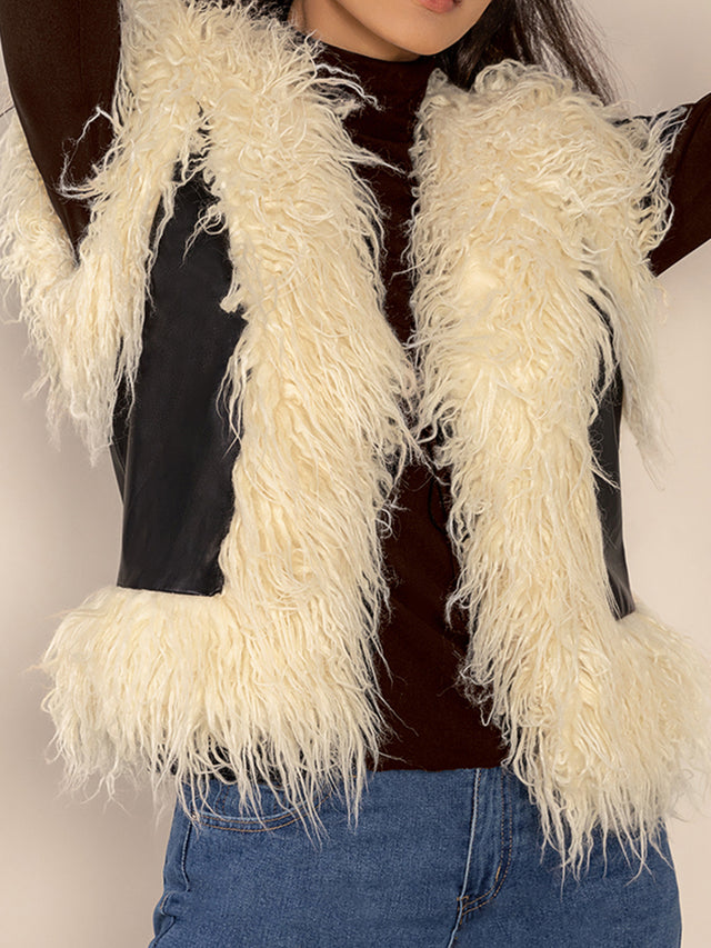 Tied Fringe Contrast Vest Trendsi Hanalas