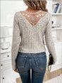 Lace Detail V-Neck Long Sleeve T-Shirt | Hanalas