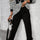 Letter M Leopard Round Neck Top and Pants Set | Hanalas
