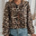 Tied Leopard Round Neck Long Sleeve Top | Hanalas