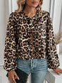 Tied Leopard Round Neck Long Sleeve Top | Hanalas