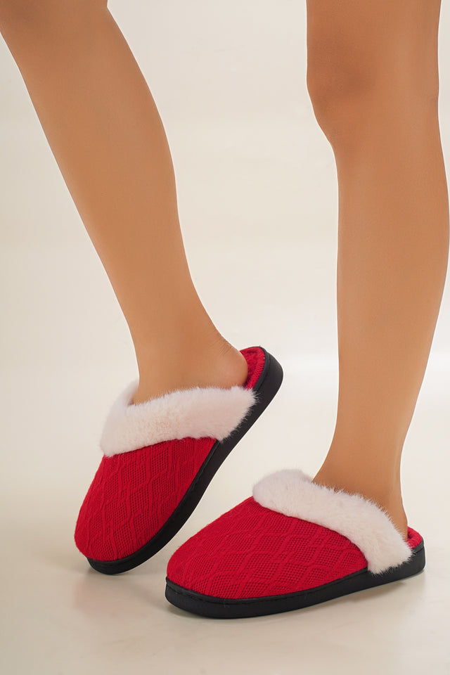 Thermal Faux Fur Round Toe Slippers | Hanalas