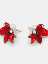 Alloy Rhinestone Flower Stud Earrings | Hanalas