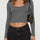 Scoop Neck Long Sleeve Cropped T-Shirt | Hanalas