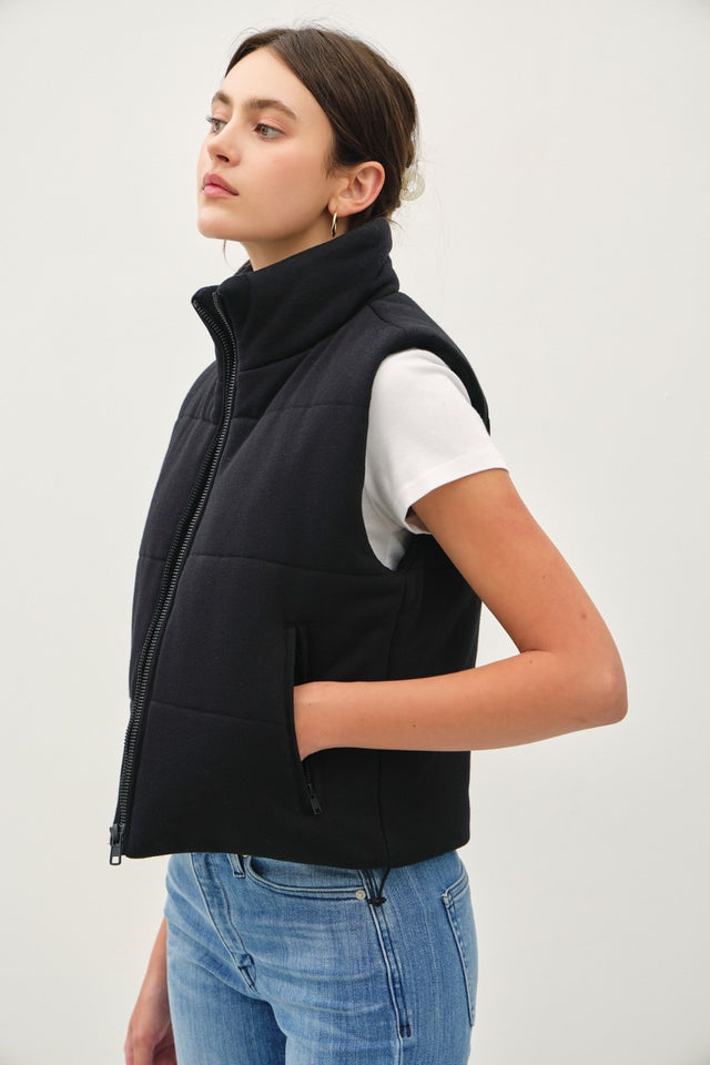 Be Cool Zip Up Turtleneck Puffer Vest with Pockets Trendsi Hanalas