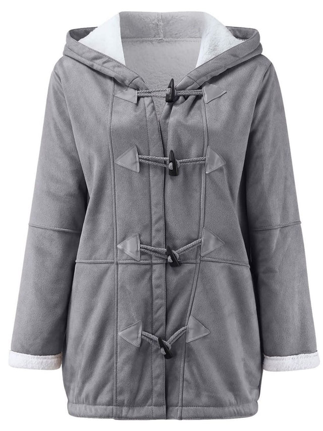 Full Size Pocketed Long Sleeve Hooded Toggle Jacket | Hanalas