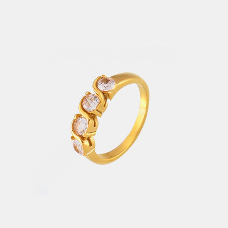 Stainless Steel Inlaid Zircon Ring Trendsi Hanalas