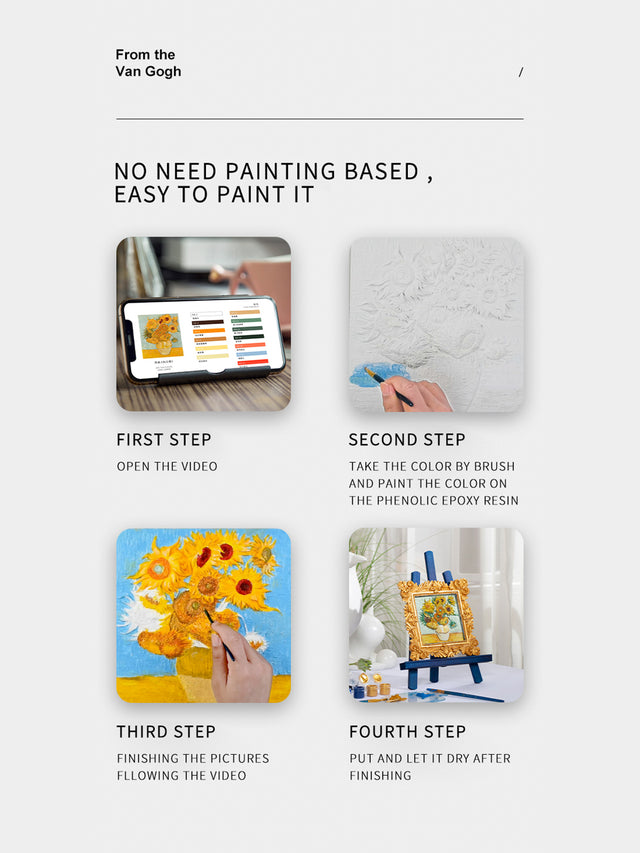 Relief Van Gogh's Sunflowers DIY 3D Oil Painting Kit | Hanalas