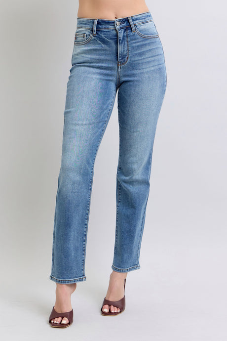 Judy Blue Full Size Wash Thermal Straight Jeans with Pockets | Hanalas