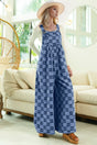 Double Take Checkered Sleeveless Wide Leg Denim Jumpsuit Trendsi Hanalas